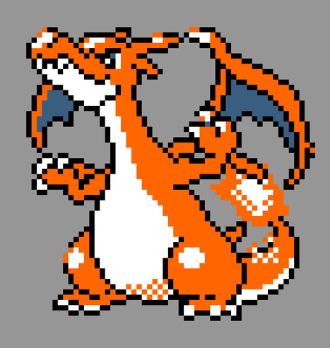 pixel art of mega charizard y in the pokemon gold/silver style