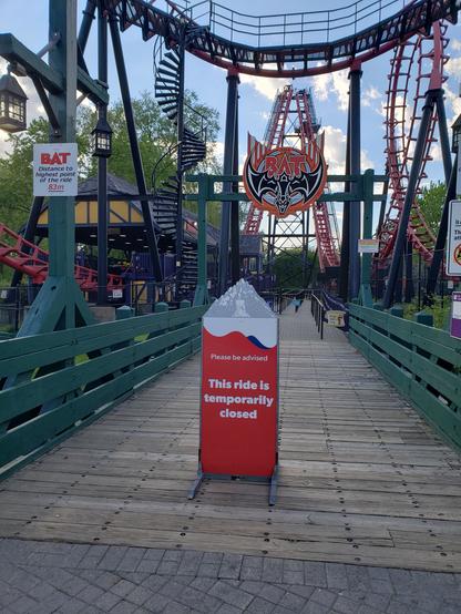 The Bat Roller Coaster Entrance, Closed Sign at Front