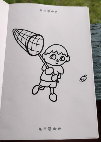 A page with just an image on it. It's a drawing of a player chasing a butterfly.