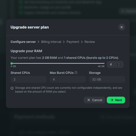 A screenshot of the selection screen where you are prompted to input the RAM you want to upgrade to.