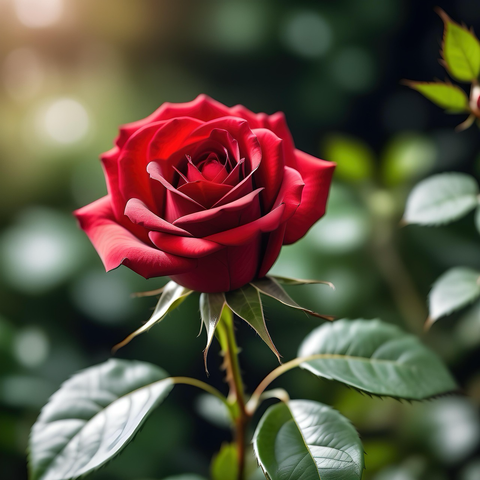 A red rose in bloom.