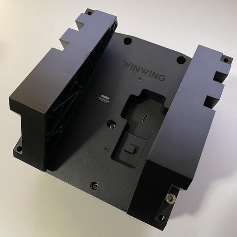 Back of the Winwing ICP featuring a USB-C port and a pair of detachable mounting brackets.