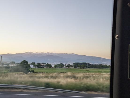 Dawn mountains and fields.