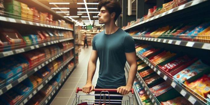 Mann im Supermarkt