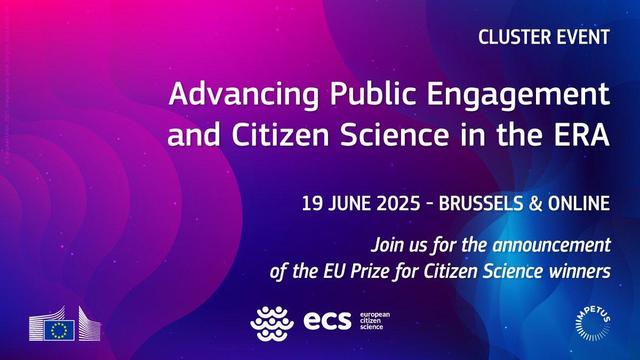 A visual with the text: cluster event on advancing public engagement and citizen science in the ERA.