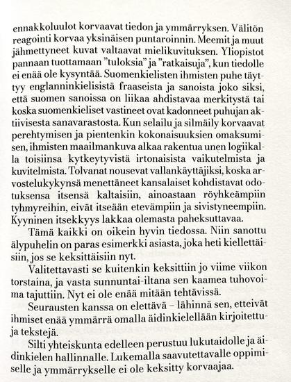 Antti Nylénin ”Vastalause”-esseekirjan sivu 13.
