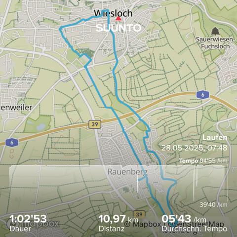 Suunto Screenshot 11 km laufen