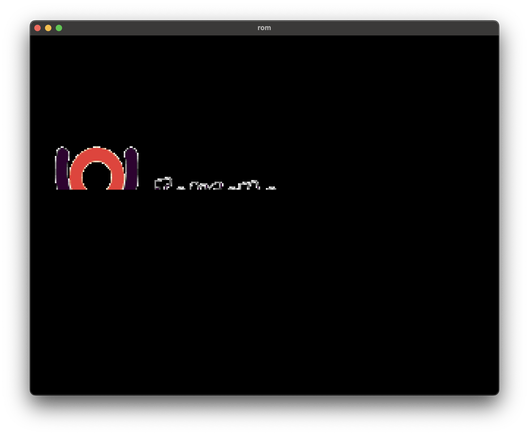 A black emulator screen with a partially drawn logo