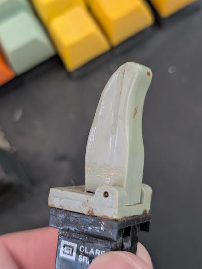 Close-up of the thumb levers