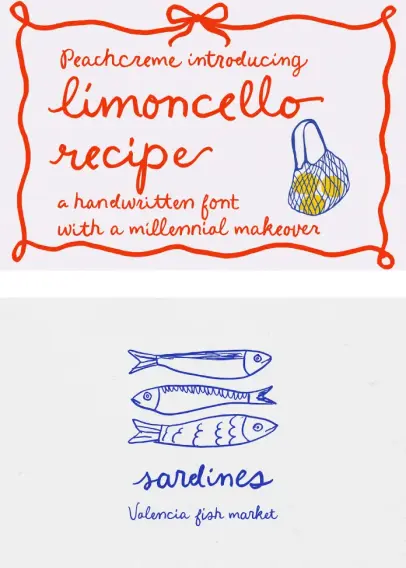 Limoncello Recipe Typeface Handwritten Font by PeachCreme