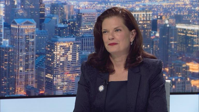 Cook County State’s Attorney Eileen O’Neill Burke on set for Chicago Tonight at WTTW Studios