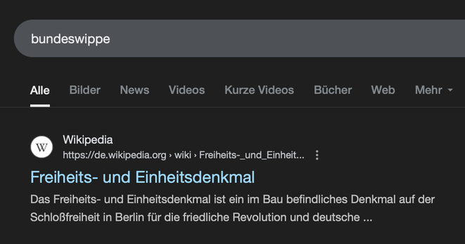 Bundeswippe - first result wikipedia: Freiheits- und Einheitsdenkmal