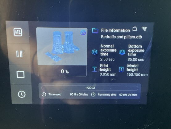 Picture of the print progress screen for the Elegoo Saturn 3 ultra 3D printer