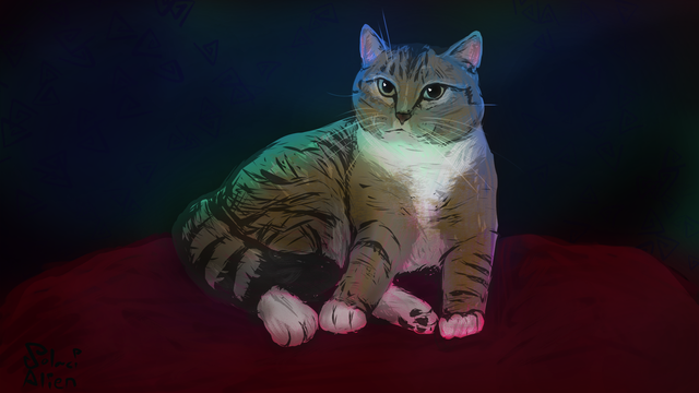 Digital art of beautiful Tabula the cat.