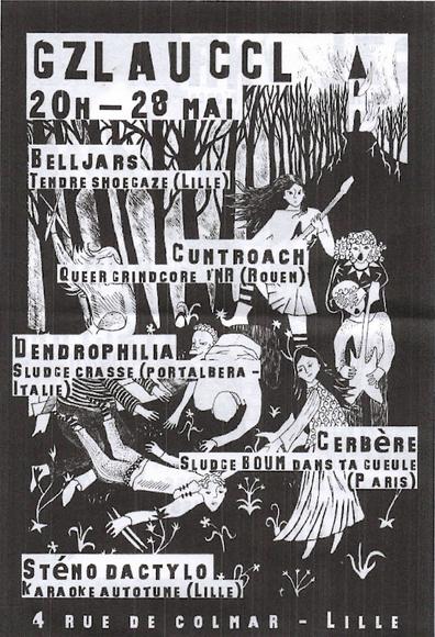 Belljars + Cuntroach + Dendrophilia + Cerbère + Sténodactylo @ Centre Culturel Libertaire Lille 28.05.2025