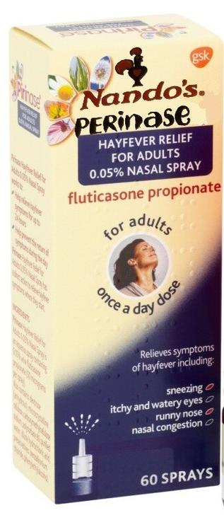 pirinase hayfever nasal spray photoshopped to say nando's perinase