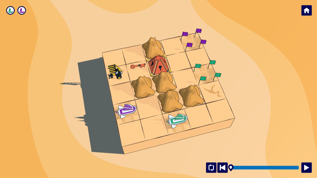 Day biome level featuring a key, a gate, a drone and wings.
