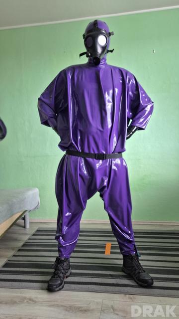Purple hazmat suit