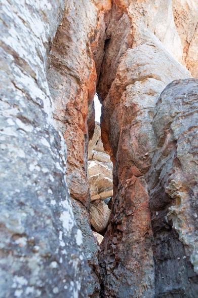 Curious erosion in the standing sandstone pillars at Lost City