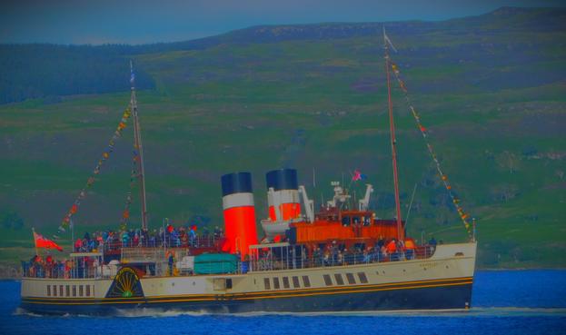 A picture of the SS Waverley steaming away from Tobermory, where I had disembarked, as we were taking a ferry to Kilchoan from there before heading back to our base at Achosnich near the western end of the ArdnamurchanPeninusla.