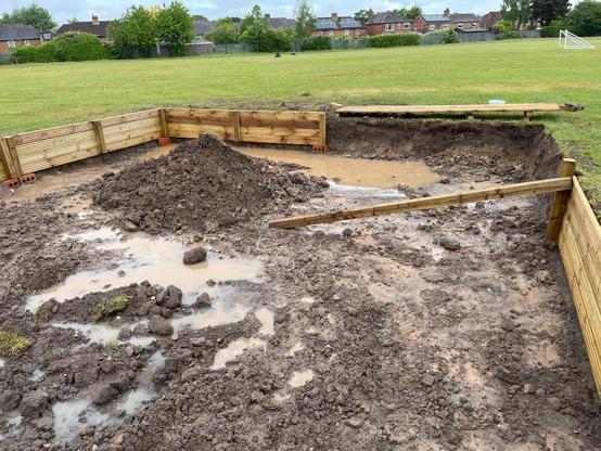 A large muddy puddle!