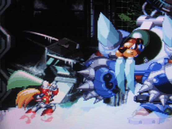 Zero squares off against the colossal Frost Walrus. The size disparity does not dampen his bravery.