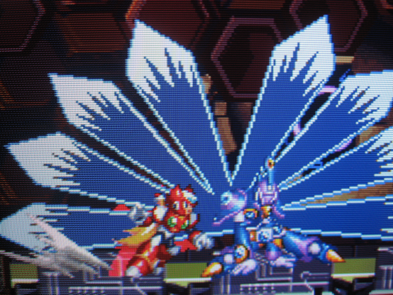 Zero is caught off guard by Cyber Peacock's impressive feather attack.