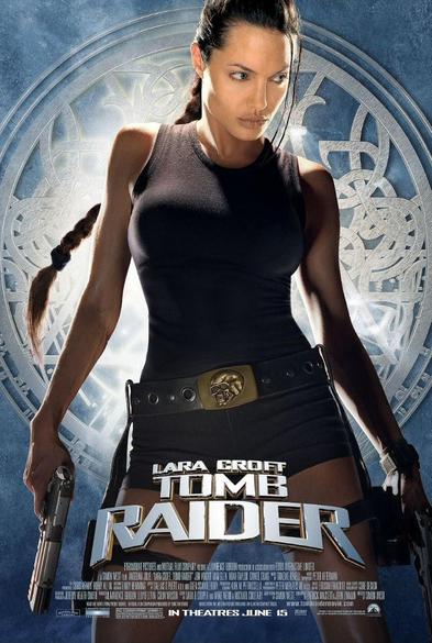 The image is a movie poster for "Tomb Raider," featuring a woman in the center (Angelina Jolie). She is wearing a black sleeveless top and black shorts with a gold belt buckle shaped like a skull. Her hair is styled in a long braid. She is holding a gun in her right hand and has a determined expression. The background is a blue color with a circular, intricate design, possibly representing ancient symbols or a mystical artifact. The title "LARA CROFT TOMB RAIDER" is prominently displayed in large, metallic letters at the bottom of the poster. Additional text at the bottom indicates the release date as "IN THEATRES JUNE 15".

Provided by @altbot, generated privately and locally using Ovis2-8B

🌱 Energy used: 0.180 Wh