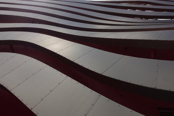 Detail of wavy architecture of Petersen Automotive Museum