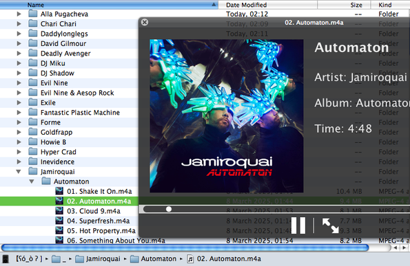 Jamiroquai Automation now can be played in Finder’s preview right from iPod