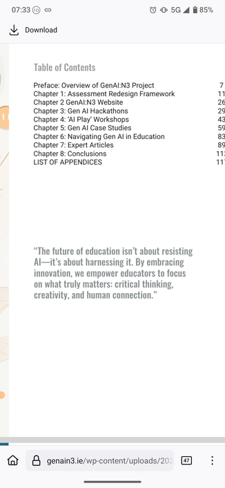 Screenshot of a publication being released today, with a techno-optimist, uncredited quote. This one reads: the future of education isn't about resisting AI —it's about harnessing it.