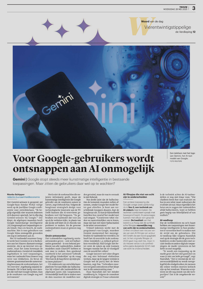Trouw over Google en Gemini