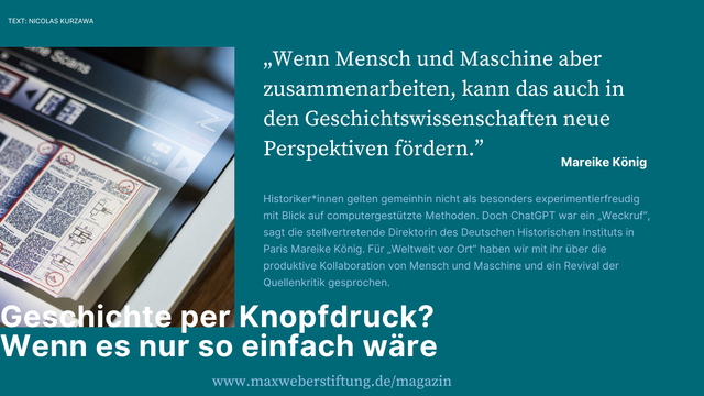 Screenshot des Beitrags "Geschichte per Knopfdruck. Wenn es doch nur so einfach wäre" im Magazin Weltweit vor Ort