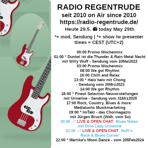 🇩🇪 Plakat mit den heutigen Radiosendungen. Bild (ohne Text): Pixabay, kein Bildquellennachweis erforderlich.

🇬🇧 Poster with details of today's radio shows. Image (without text): Pixabay, no image creds needed.