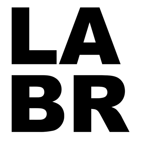 LABR Logo 01 White background. Black letters. LA on top. BR on the bottom.