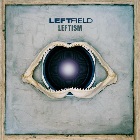 The cover art for the album Leftism by Leftfield.

The cover art is a photo of speaker set in plaster, with shark jaws placed on top. There is a wooden frame along the outer edge of the cover art.

The band's logo is above the speaker and shark jaws, with 'LEFTISM' underneath the logo.