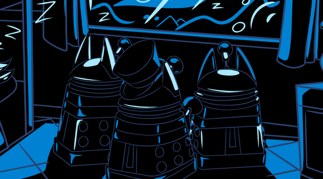The Dalek triplets looking out a window at night

Check out the full piece by clicking the link