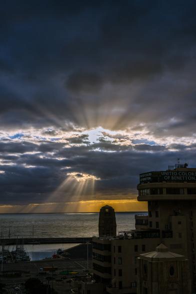 Sunrise god rays over the North Atlantic Ocean on the north east shore of Tenerife, Canary Islands 
Captured by Komeil Karimi