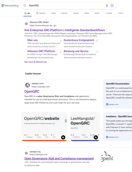 Microsoft Bing search results starting with a sponsored result on the top - also known as advertisement or "ad" for short - followed by Copilot generated content which seems to be malware as it is blocked by Microsoft Defender SmartScreen, and finally the expected correct results way way down on the page