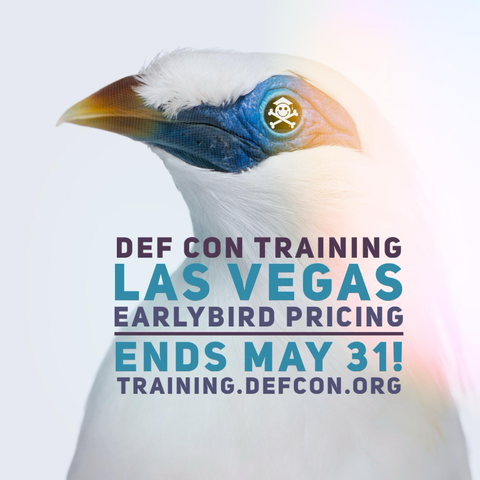 Image of a fading bird with the def con logo reflected in its eye