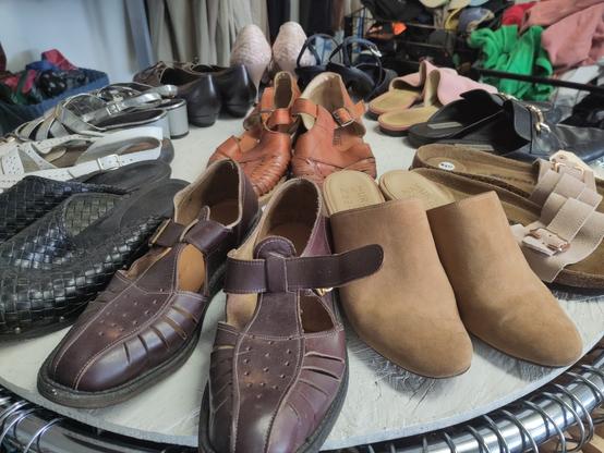 Shoes displayed on a shelf