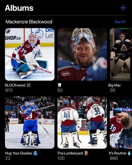 A screenshot of a phone photo album with images of MacKenzie Blackwood