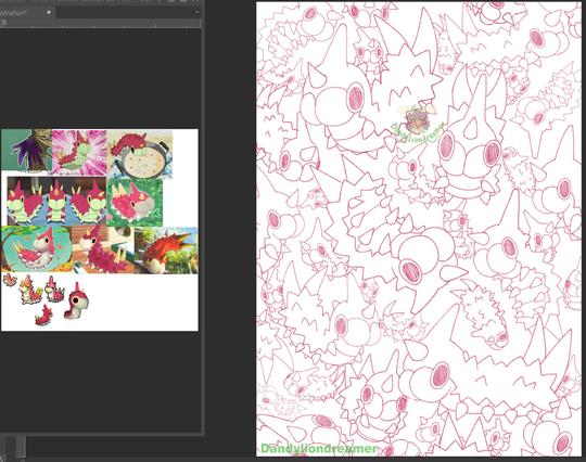 like 50 wurmples in different poses sketched out floating around