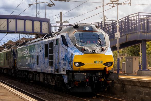 Close up of DRS 88, 88010, showing it's special livery more clearly