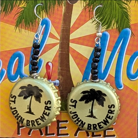 St John Brewers bottle cap earrings