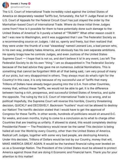 A huge rant by Donald Trump I will sum up as "blah blah, courts, blah blah, judges, blah blah, out to get me, blah blah blah, me."