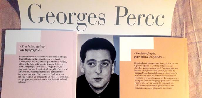 4ème de couvertures des livres, "L'espace commence ainsi" / François Bon & "Permutation"/ Yokna. Collection Perec 53 aux éditions L'Oeil ébloui.