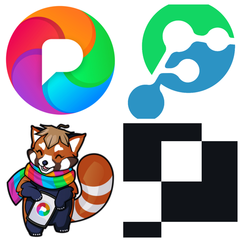 logos of pixelfed app, Fedilab, Pixeldroid and Pixelix