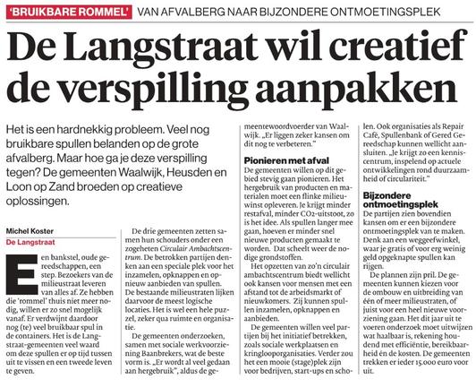 Gemeenten in de Langstraat wil bekijken of ze meer spullen uit de afvalstroom kunnen halen en hergebruiken. Dat is niet alleen goed voor het milieu, maar biedt ook kansen voor mensen met afstand tot de arbeidsmarkt.