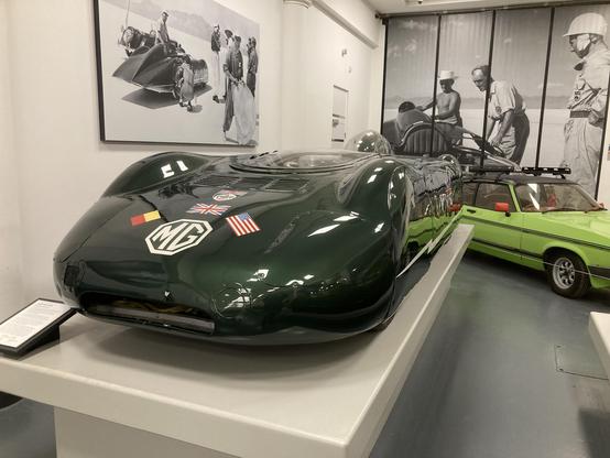 MG EX135 streamlined speed record car, front quarter view